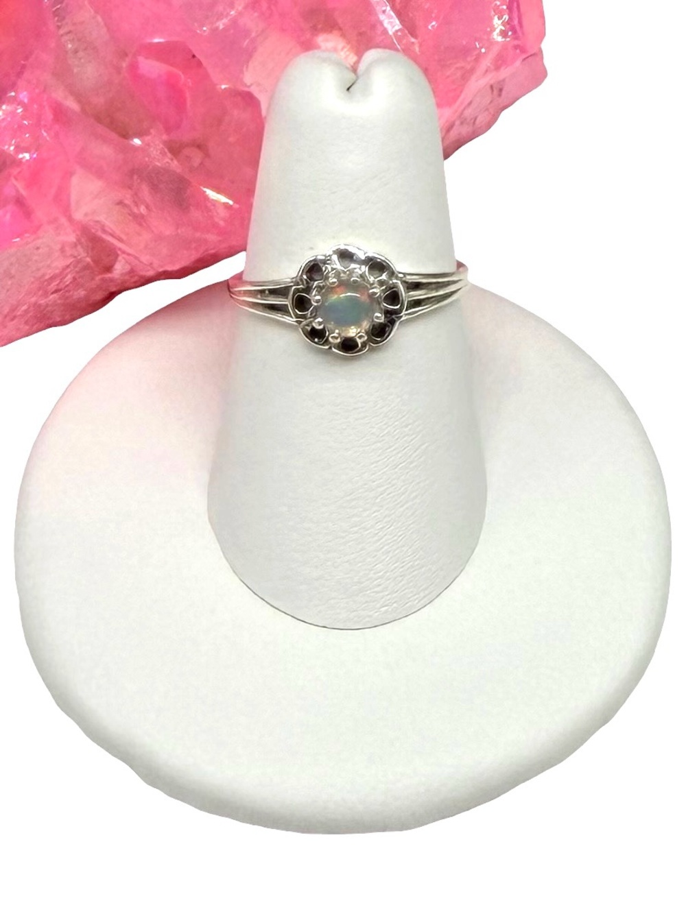 Ethiopian Fire Opal Ring Size 6 Solid 925 Sterling Silver Dainty Flower